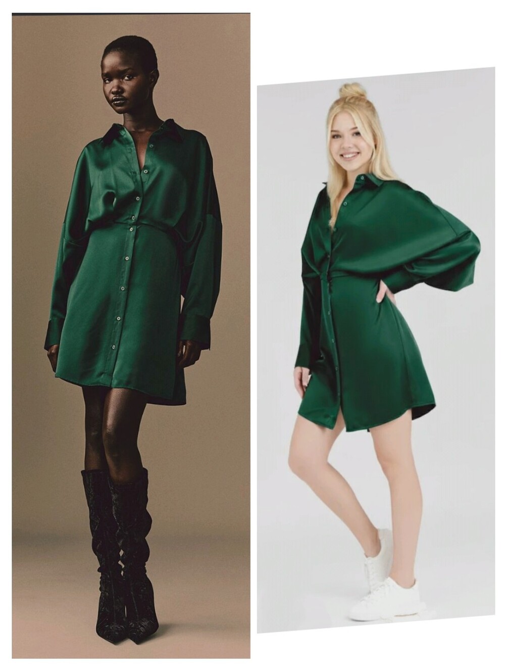 H&M Green Long Sleeve Dress